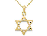 10K Yellow Gold Star Of David Pendant Necklace with Chain